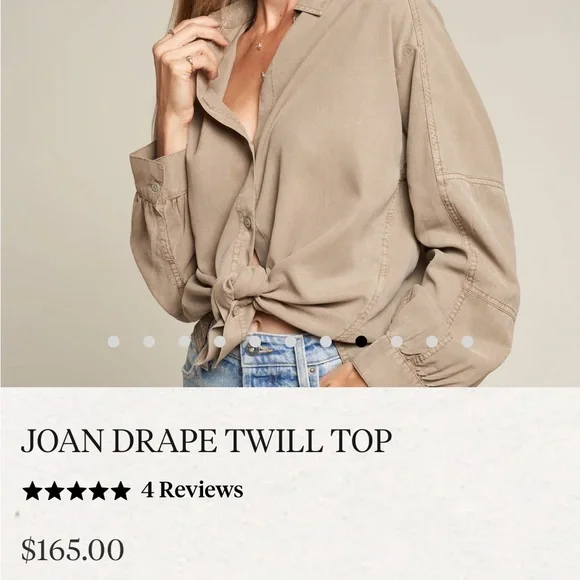 Rowan Joan Twill Top, Stone, size medium, NWOT - Picture 7 of 11